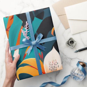 Colorful Elegant Tropical Leaves and Flowers   Wrapping Paper