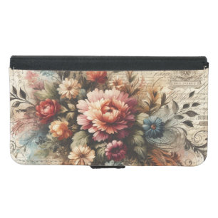 Colorful Elegant Vintage Inspired Florals Samsung Galaxy S5 Wallet Case