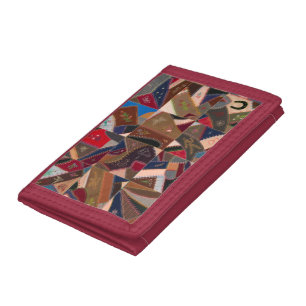 Colorful Elegant Vintage Patchwork Crazy Quilt Tri-fold Wallet