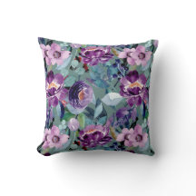 colorful elegant watercolor floral pillow
