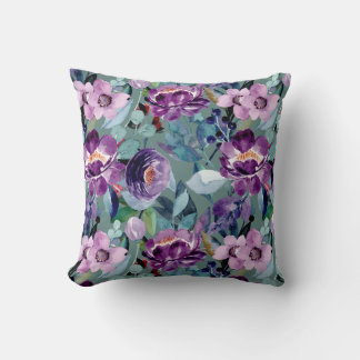 colorful elegant watercolor floral pillow