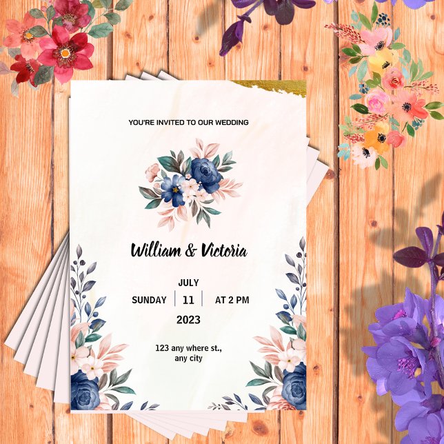 Colorful Elegant Wedding Invitation Portrait (Creator Uploaded)