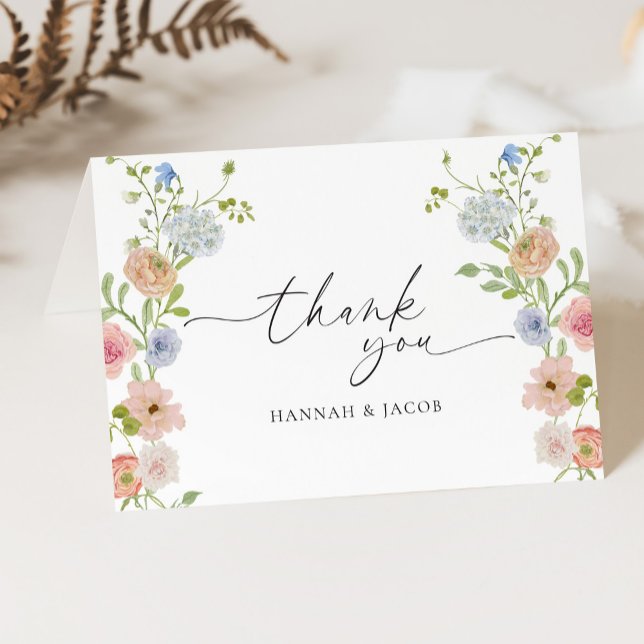 Colorful Elegant Wildflower Floral Wedding Thank You Card (Creator Uploaded)