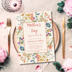 Colorful Elegant Wildflowers Mother's Day Brunch Invitation