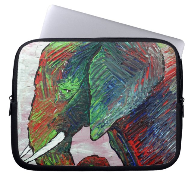Colorful Elephant Art Laptop Sleeve (Front)
