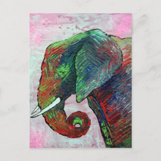 Colorful Elephant Art Postcard