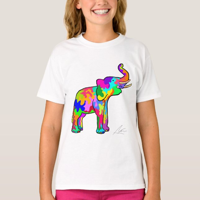 Colorful Elephant Art T-Shirt (Front)