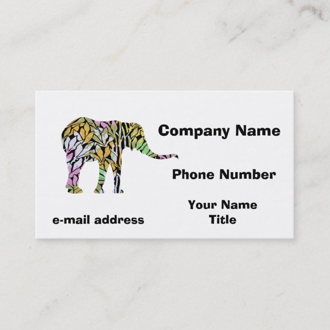 Colorful Elephant Business Card (Front)