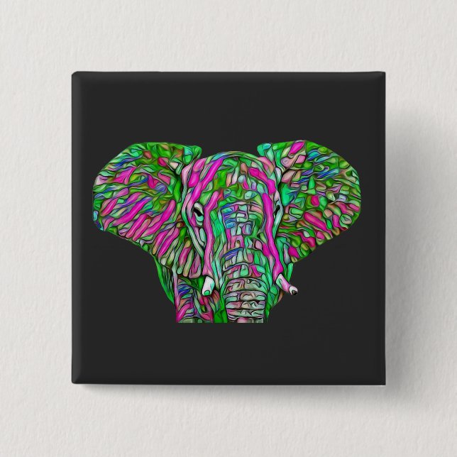 Colorful Elephant  Button (Front)