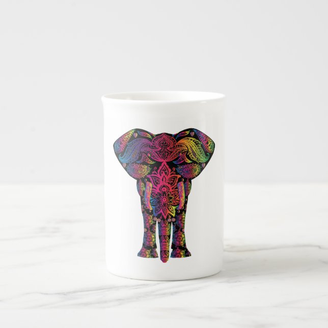 Colorful elephant cartoon bone china mug (Front)