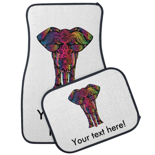 Colorful elephant cartoon car floor mat (Set)