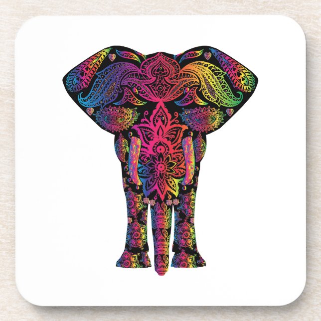 Colorful elephant cartoon coaster (Front)