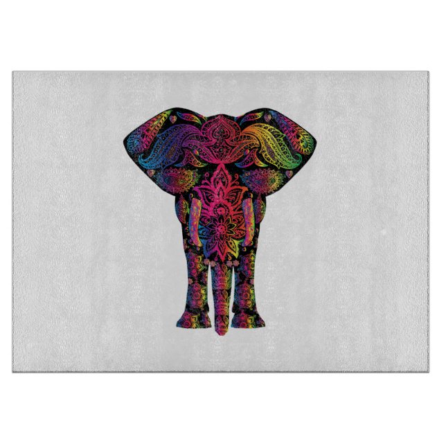 Colorful elephant cartoon cutting board (Front)