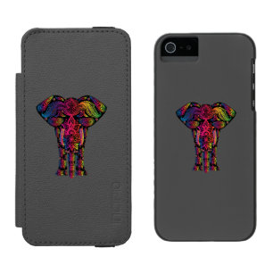 Colorful elephant cartoon wallet case for iPhone SE/5/5s