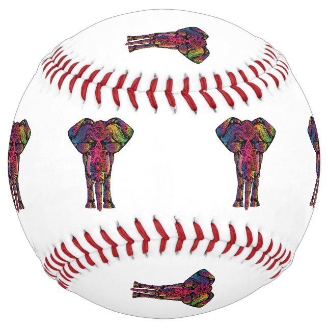 Colorful elephant cartoon softball (Front)