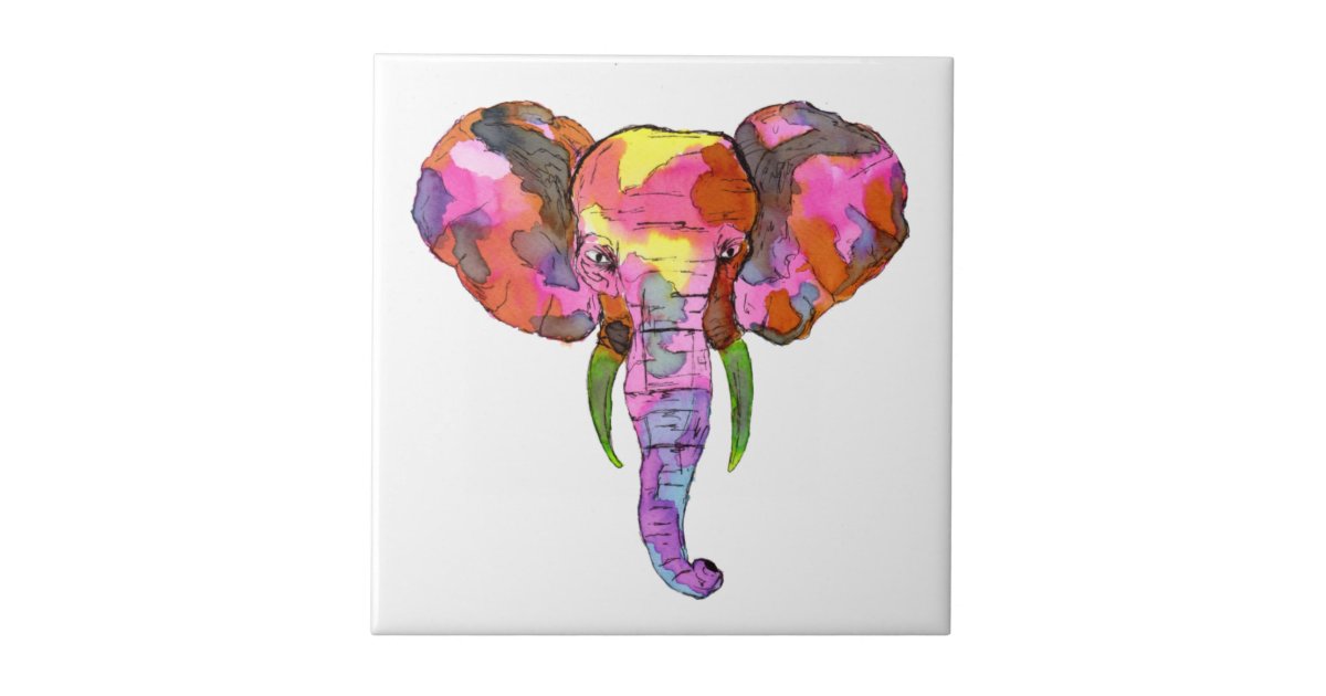 Colorful Elephant Ceramic Tile Zazzle