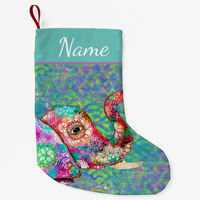 Colorful Elephant Christmas Stocking (Front)