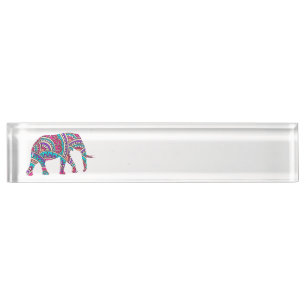 Colorful elephant desk name plate