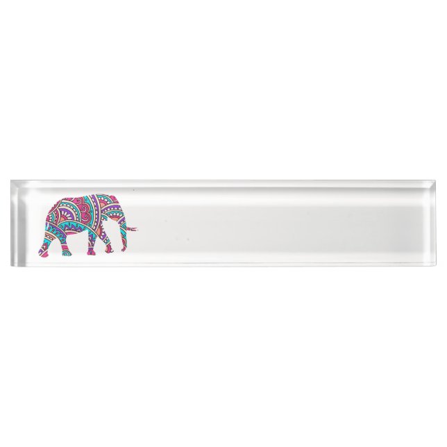 Colorful elephant desk name plate (Front)