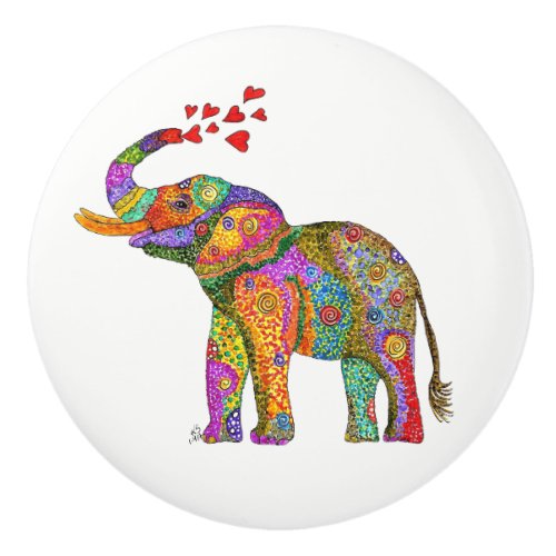 Colorful Elephant Door Knob _ Ceramic