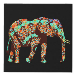 Colorful Elephant Faux Canvas Print
