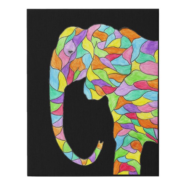 Colorful Elephant  Faux Canvas Print (Front)