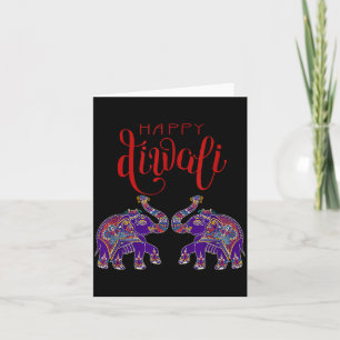 Colorful Elephant Happy Deepavali Diwali For Hindu Card