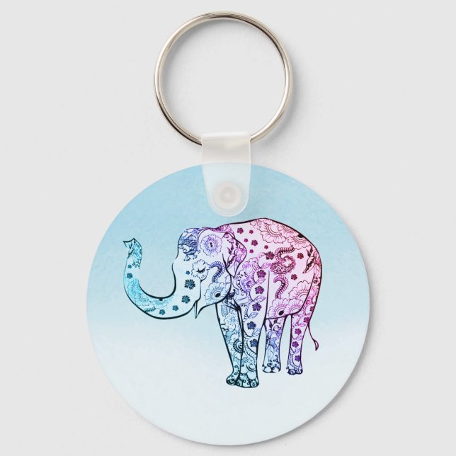 Colorful Elephant Keychain (Front)