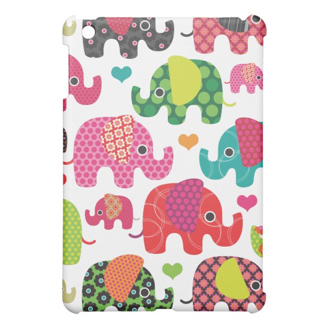 Colorful elephant kids pattern ipad mini case (Back)