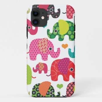 Colorful Elephant Kids Pattern Iphone Case Iphone by designalicious at Zazzle