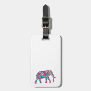 Colorful elephant luggage tag