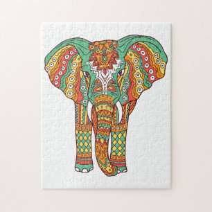 Colorful Elephant Mandala Jigsaw Puzzle