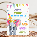 Colorful Elephant Party Kid's Birthday Invitation<br><div class="desc">Colorful Elephant Party Kid's Birthday Invitation,  Rainbow Confetti Let's Party Birthday Invite,  Editable Kids Birthday Invite</div>