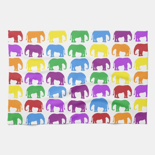 Colorful Elephant Pattern Kitchen Towel (Horizontal)