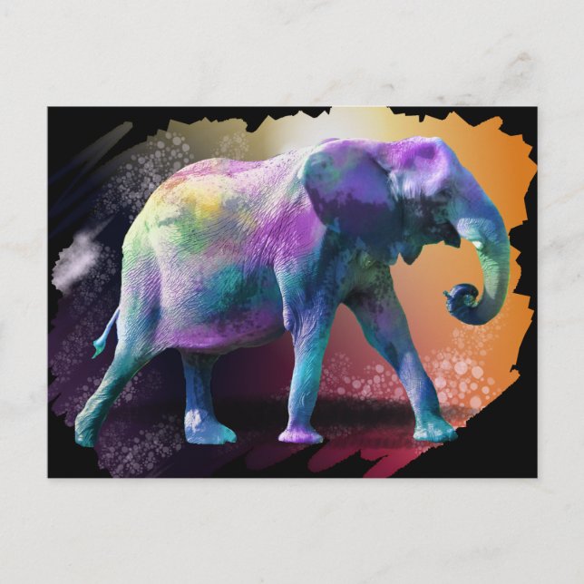 Colorful Elephant Postcard (Front)