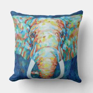Colorful Elephant Throw Pillow