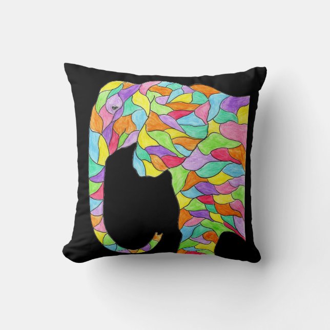 Colorful  Elephant Throw Pillow (Front)
