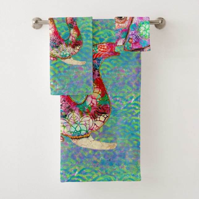 Colorful Elephant Towel Set, Elephant gifts (Insitu)