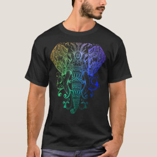 Colorful Elephant Tribal Hindu Watercolor Graphic T-Shirt