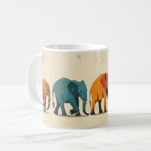 Colorful Elephant Vintage Coffee Mug
