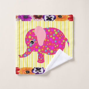 Colorful Elephant Yellow StripeBathroom Towel Sets