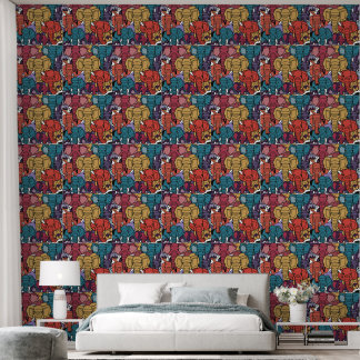 Colorful Elephants Abstract Wallpaper