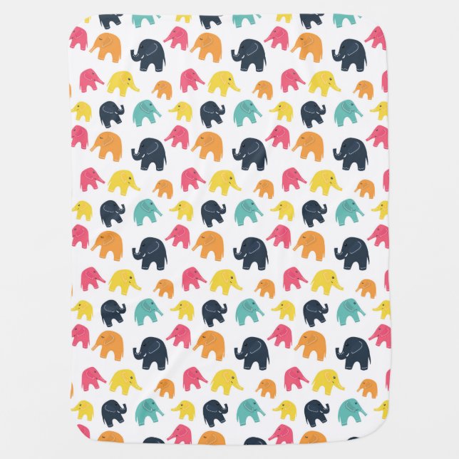 Colorful Elephants Baby Blanket (Front)