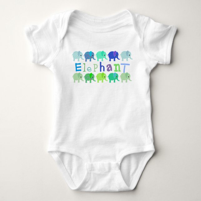 Colorful Elephants Baby Romper (Front)