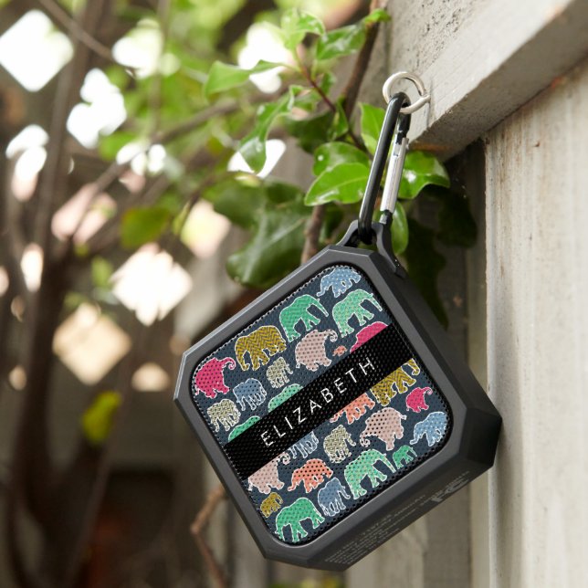 Colorful Elephants, Elephant Pattern, Your Name Bluetooth Speaker (Inisitu)