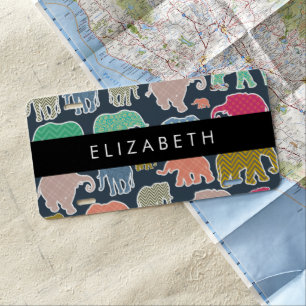 Colorful Elephants, Elephant Pattern, Your Name License Plate