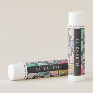 Colorful Elephants, Elephant Pattern, Your Name Lip Balm