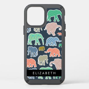 Colorful Elephants, Elephant Pattern, Your Name Speck iPhone 12 Case