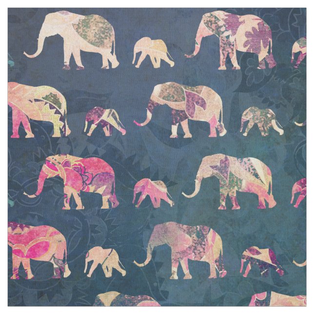 Colorful Elephants, Fabric (Swatch)