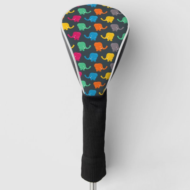 colorful elephants golf head cover (Front)